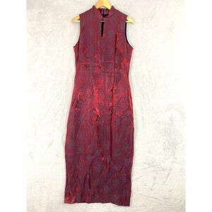 Vintage Harlow Nites Asian Brocade Maxi Dress Size 12 Sleeveless Evening Long